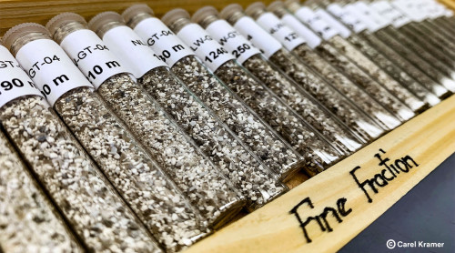 Monsters van verschillende grondlagen bij boorlocatie Trias Westland