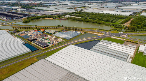 Luchtfoto van de boorlocatie Trias Westland