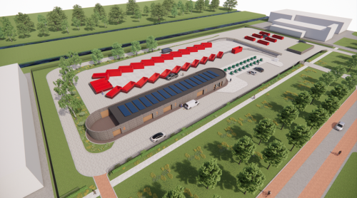 artist impression van het nieuwe recycleplein in Alkmaar