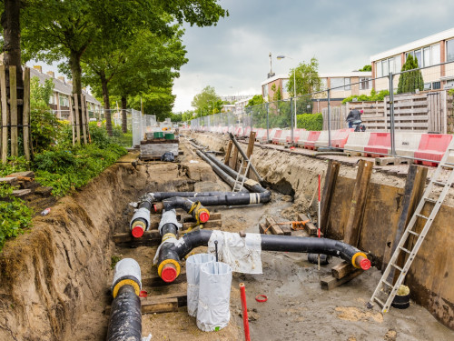 Foto van de aanleg van het warmtnet in de Gildenweg in Gorinchem